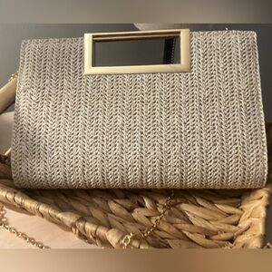 Cream Clutch with Gold Accents